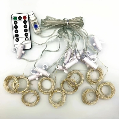 Гирлянда штора 3х2 м. цветная с пультом и крепёжными крючками, светодиодная, разноцветная