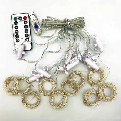 Гирлянда штора 3х3 м. белого цвета с пультом и крепёжными крючками. Гирлянд светодиодная, дневного света