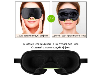 Маска для сна 3D, полностью блокирующая свет, чёрная. Повязка на глаза в самолёте от света. Очки для сна